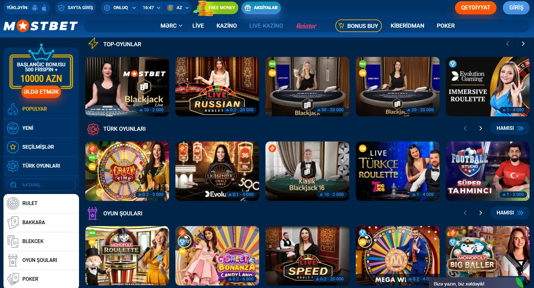 Mostbet app casino oyunları və slot avtomatları – Mostbet indir